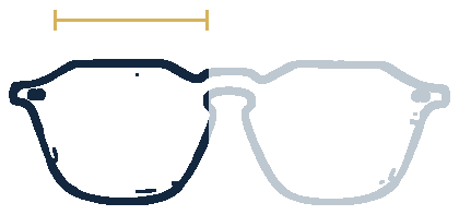 Burnet Compass line drawing, lens width highlighted