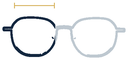 Espresso Shade line drawing, lens width highlighted