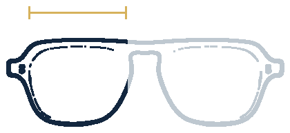 Retro Glaze line drawing, lens width highlighted